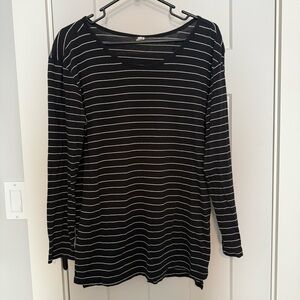 Black and White Striped Women's Top
